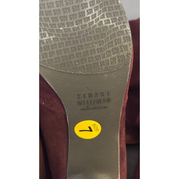 Stuart Weitzman Suede Over-The-Knee Boots In Wine With Block Heel Size 7 - Picture 10 of 11